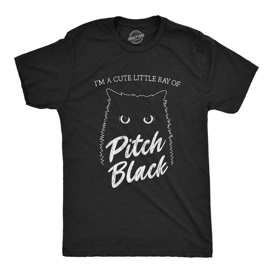 Funny Heather Black I'm A Cute Little Ray Of Pitch Black Mens T Shirt Nerdy Halloween Cat Tee