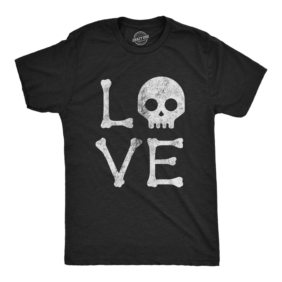 Funny Heather Black - Love Skull Love Skull Mens T Shirt Nerdy Halloween Tee