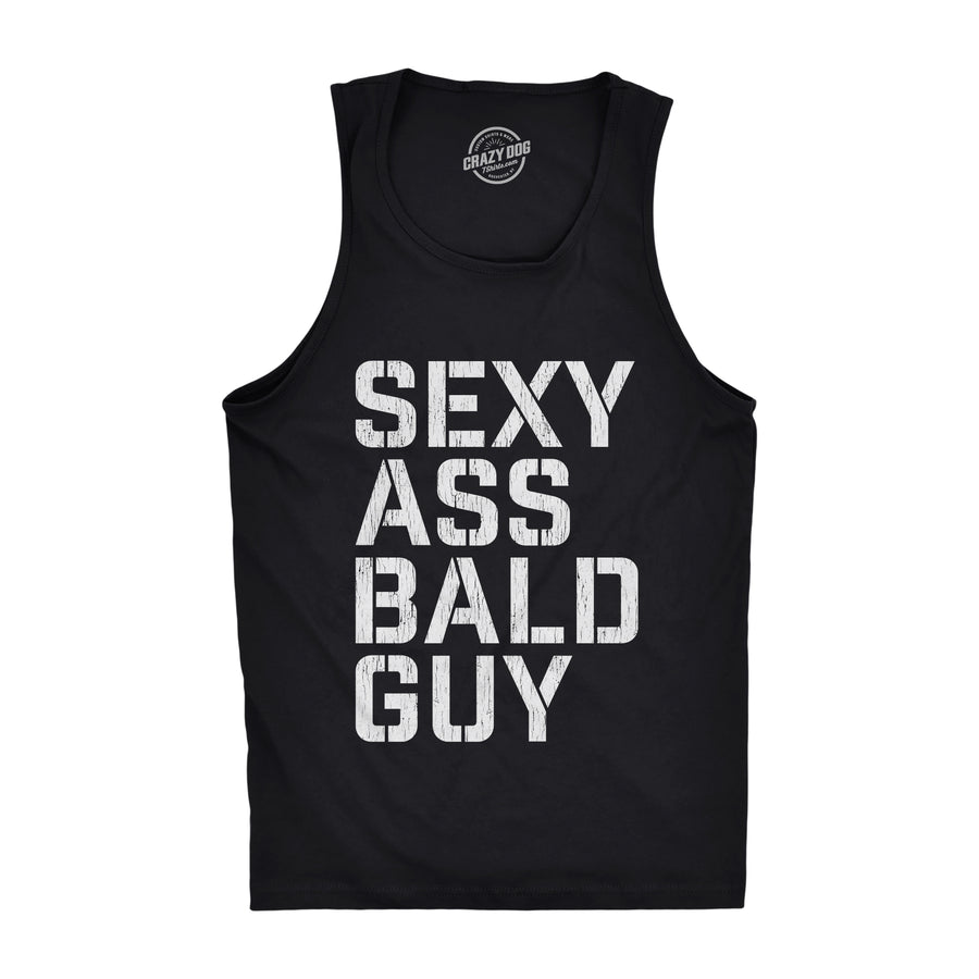 Funny Black Sexy Ass Bald Guy Mens Tank Top Nerdy Father's Day Sarcastic Grandfather Tee