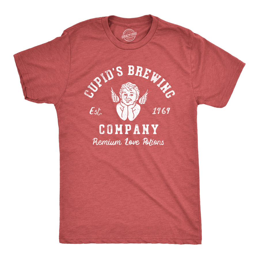 Funny Heather Red - Cupid Brewing Cupids Brewing Company Mens T Shirt Nerdy Valentine's Day Tee