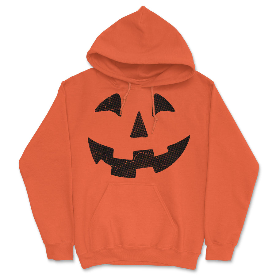 Funny Orange Pumpkin Face Hoodie Nerdy Halloween Tee