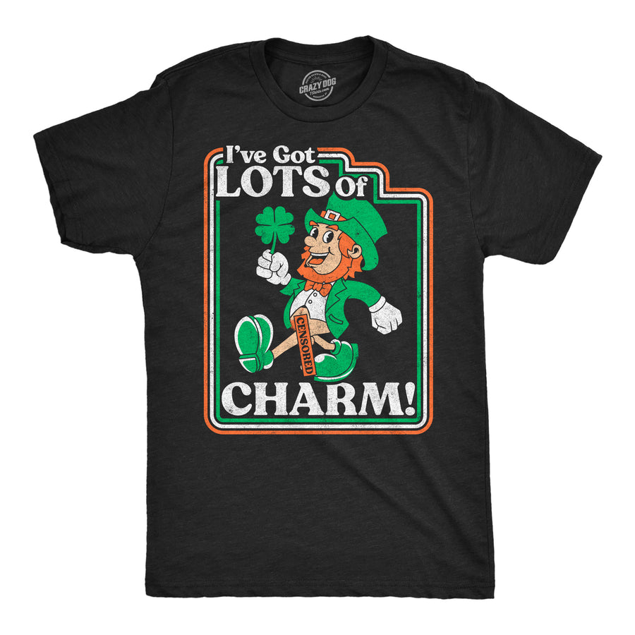 Funny Heather Black - Got Lots Of Charm Ive Got Lots Of Charm Mens T Shirt Nerdy Saint Patrick's Day offensive Tee