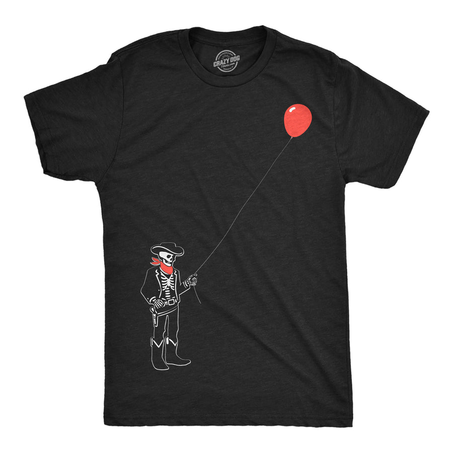 Funny Heather Black - Cowboy Skeleton Balloon Cowboy Skeleton Balloon Mens T Shirt Nerdy blank Tee