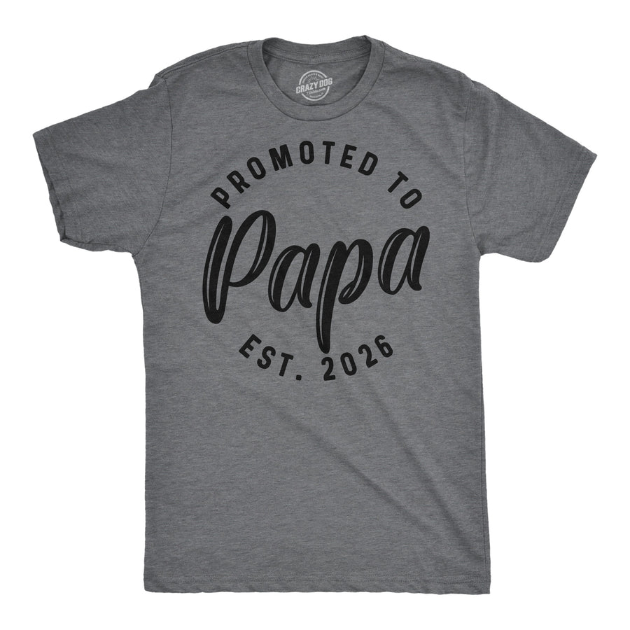 Funny Dark Heather Grey - Promoted Papa 26 Promoted To Papa 2026 Mens T Shirt Nerdy grandfather Tee