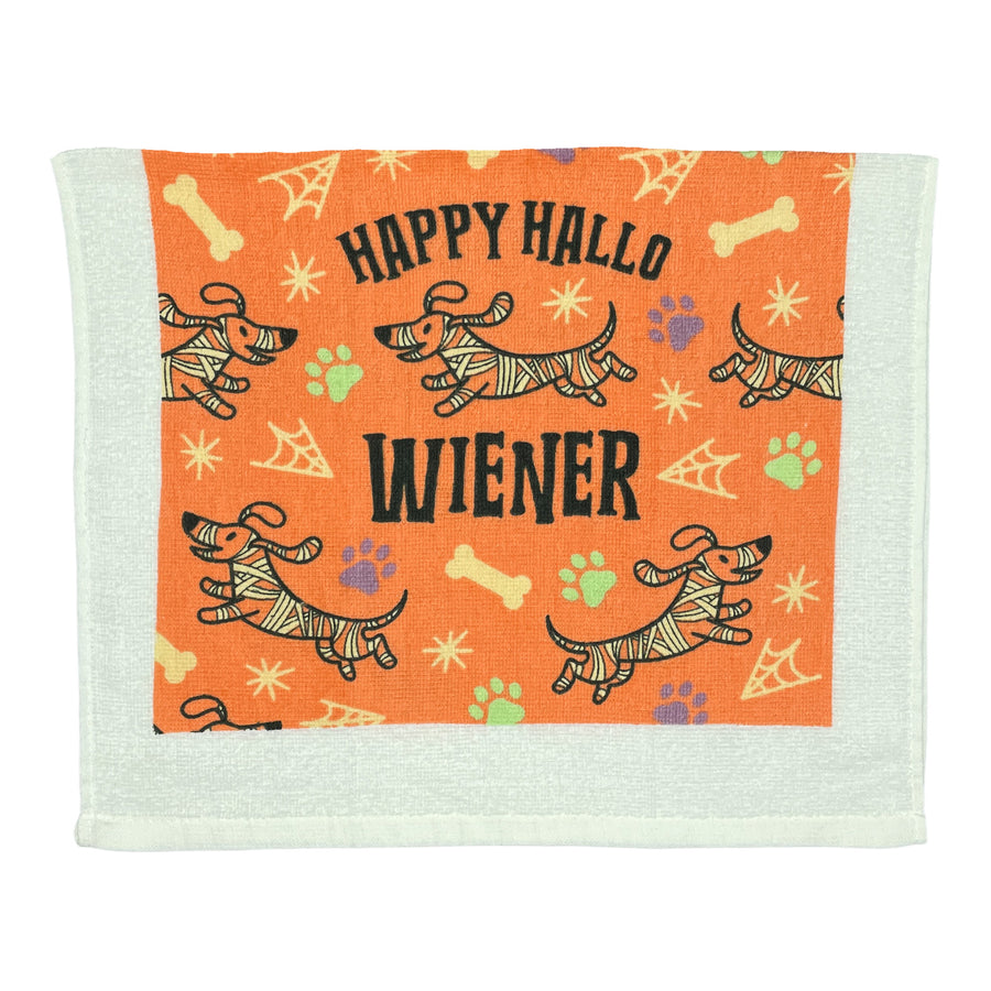 Funny HalloWiener Happy Hallo Wiener Tea Towel Nerdy Halloween Dog Tee