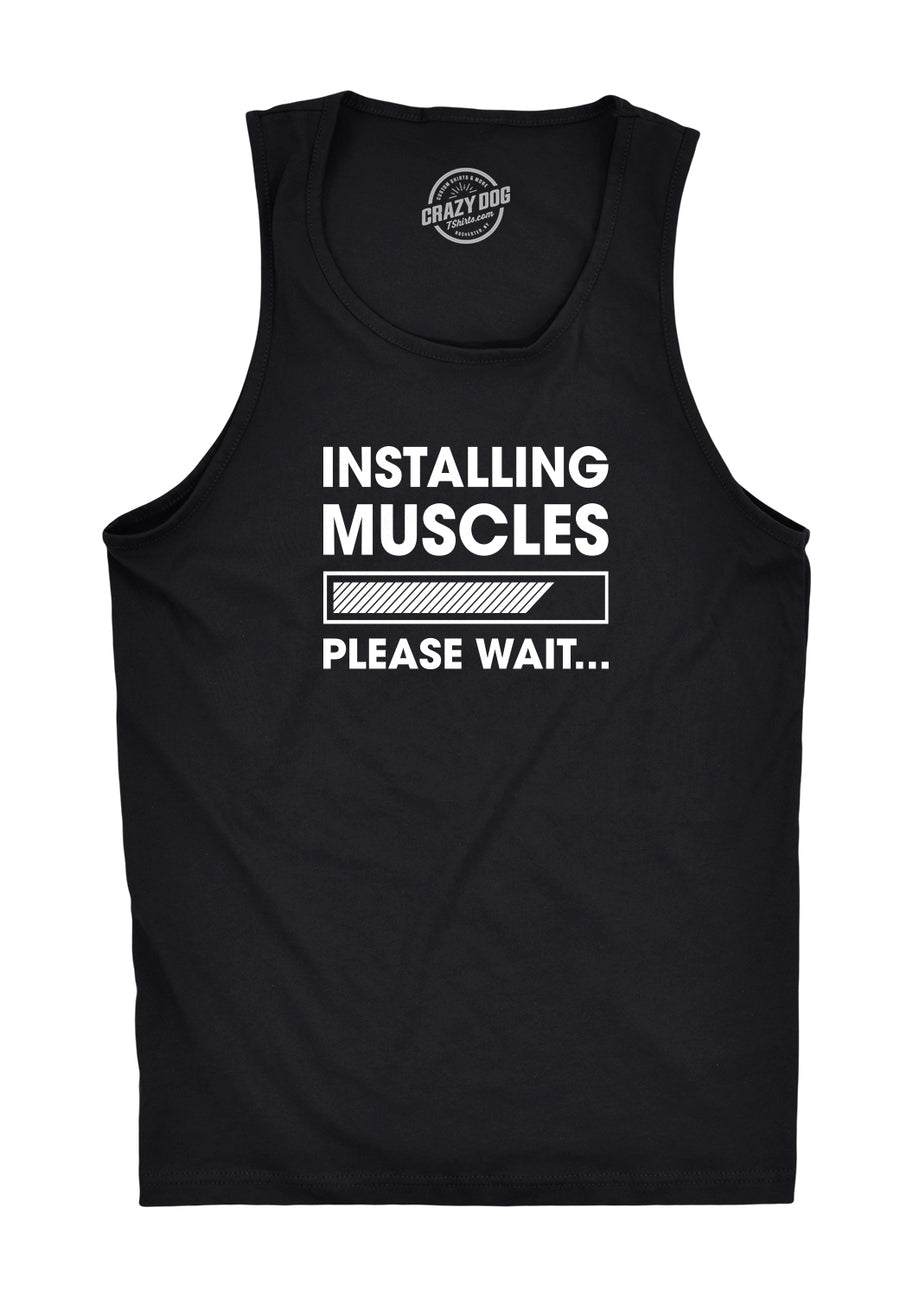 Funny Black - Installing Muscles Installing Muscles Mens Tank Top Nerdy fitness nerdy Tee