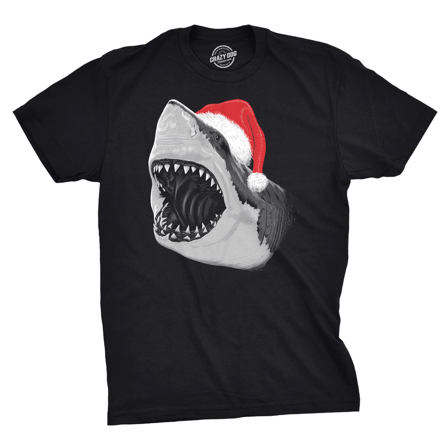 Funny Heather Black - Santa Jaws Santa Jaws Mens T Shirt Nerdy Christmas Shark Week Tee